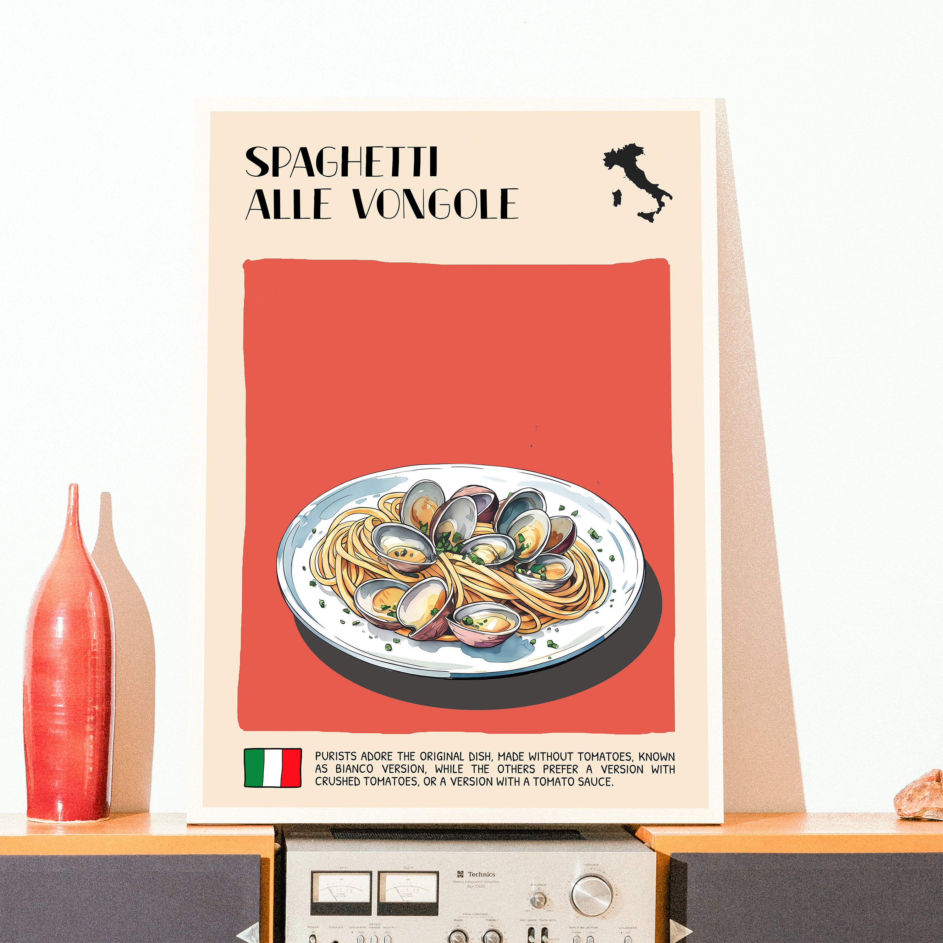 DIGITAL POSTER - ITALIAN FOOD ART - SPAGHETTI ALLE VONGOLE