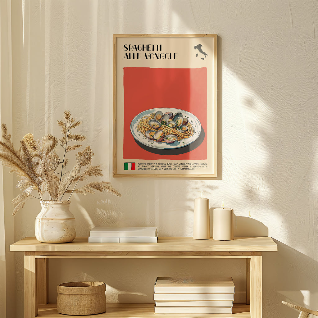 DIGITAL POSTER - ITALIAN FOOD ART - SPAGHETTI ALLE VONGOLE