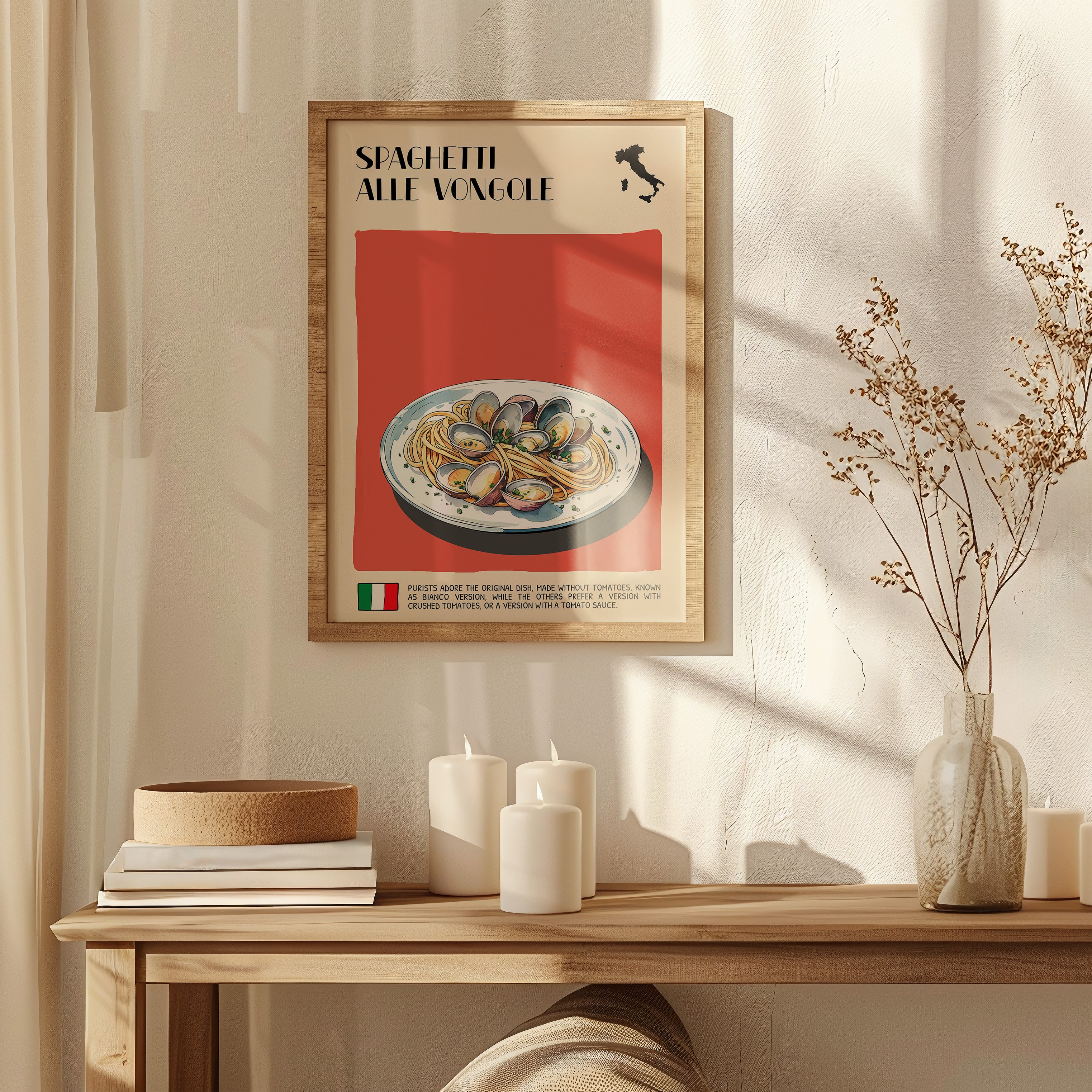 DIGITAL POSTER - ITALIAN FOOD ART - SPAGHETTI ALLE VONGOLE