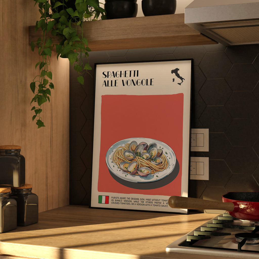 DIGITAL POSTER - ITALIAN FOOD ART - SPAGHETTI ALLE VONGOLE