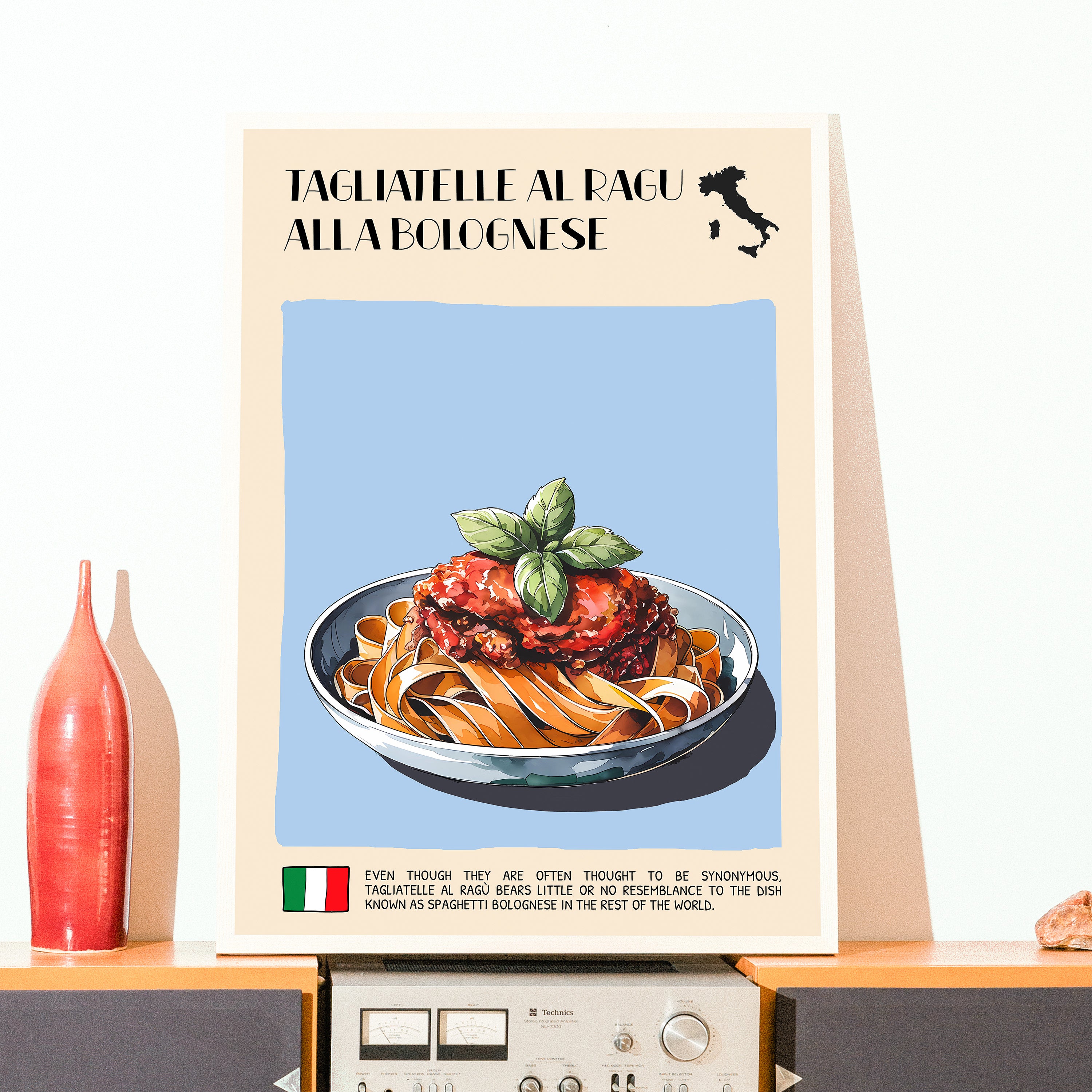 DIGITAL POSTER - ITALIAN FOOD ART - TAGLIATELLE AL RAGU ALLA BOLOGNESE