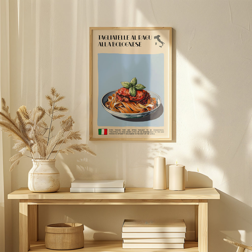 DIGITAL POSTER - ITALIAN FOOD ART - TAGLIATELLE AL RAGU ALLA BOLOGNESE