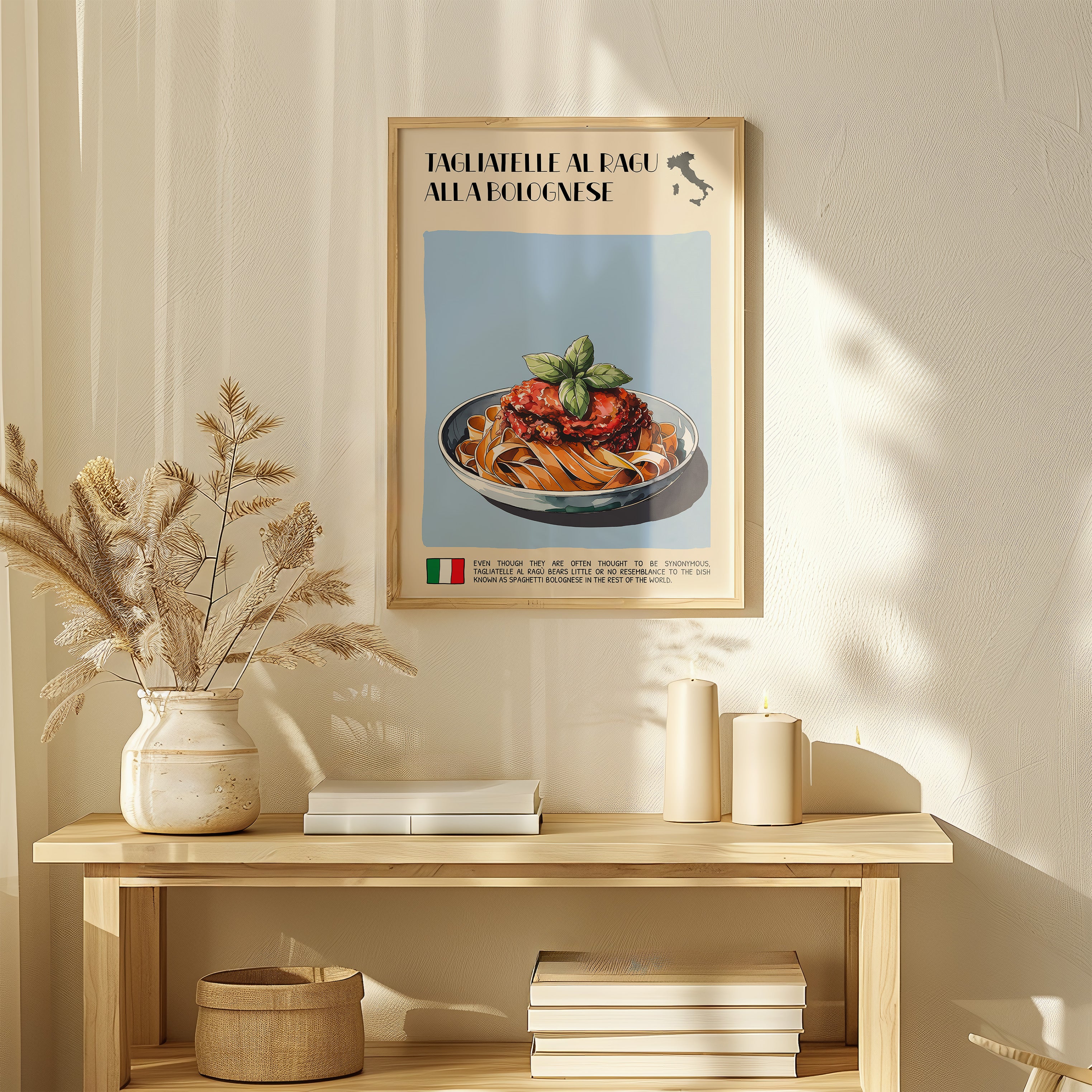 DIGITAL POSTER - ITALIAN FOOD ART - TAGLIATELLE AL RAGU ALLA BOLOGNESE