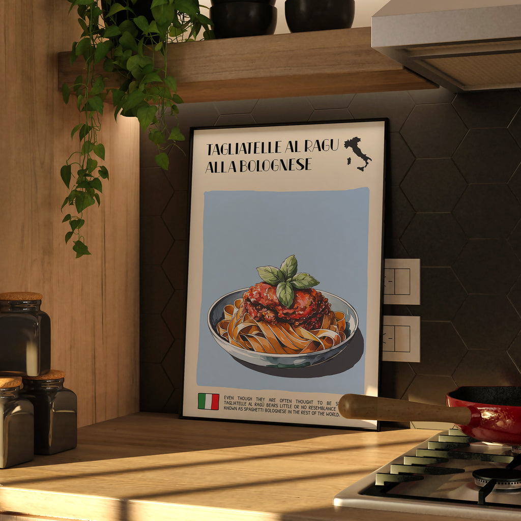 DIGITAL POSTER - ITALIAN FOOD ART - TAGLIATELLE AL RAGU ALLA BOLOGNESE