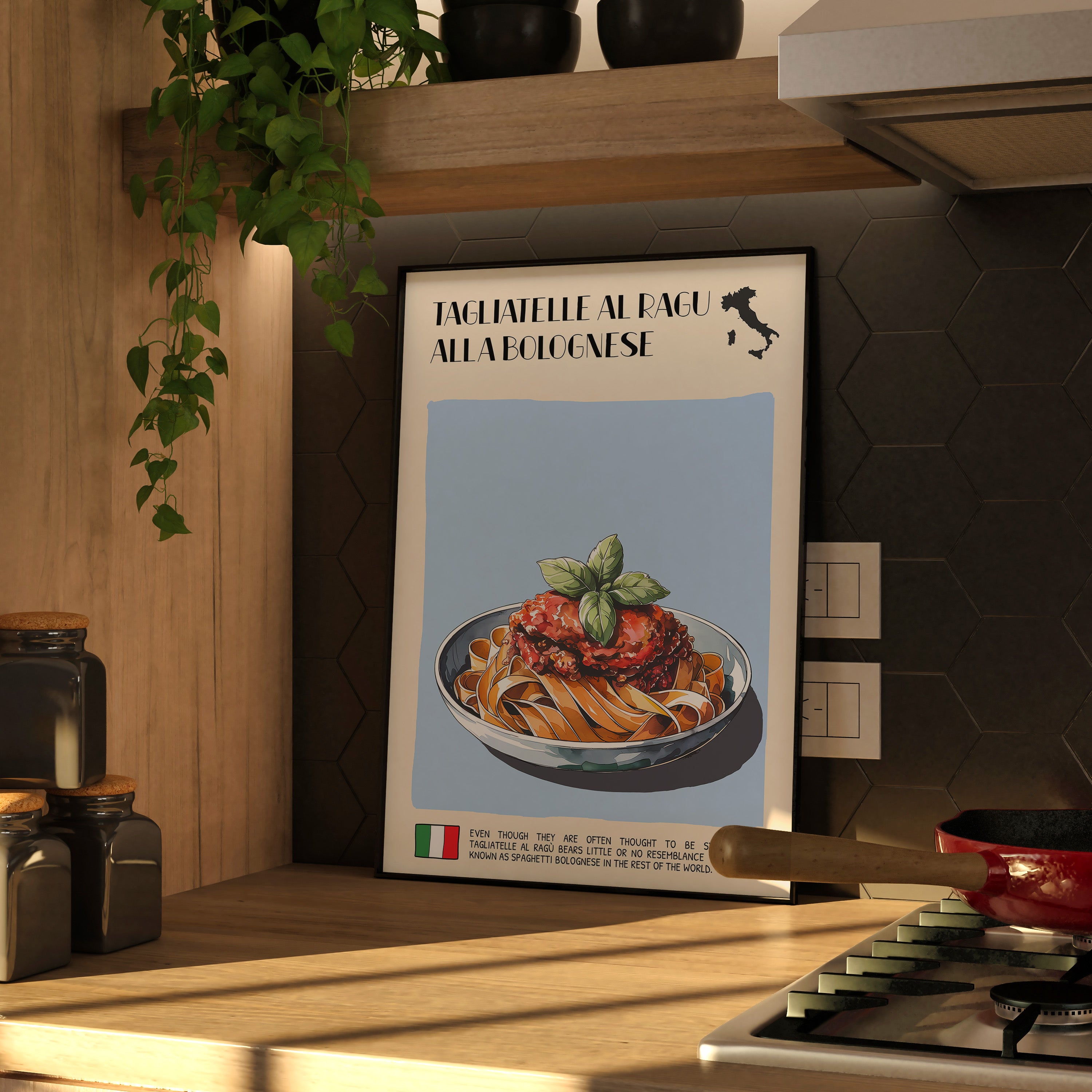 DIGITAL POSTER - ITALIAN FOOD ART - TAGLIATELLE AL RAGU ALLA BOLOGNESE