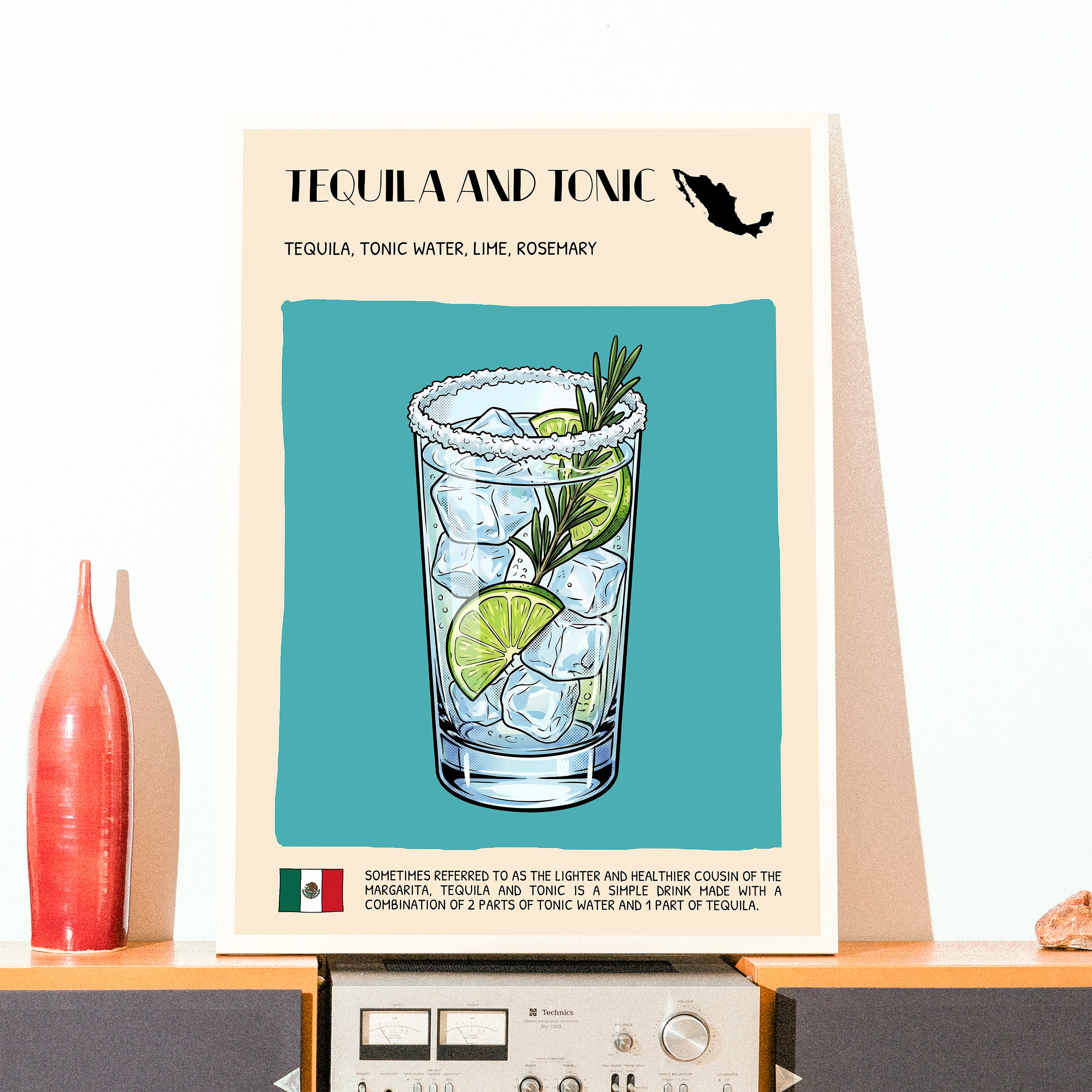 DIGITAL POSTER - COCKTAIL ART - TEQUILA AND TONIC