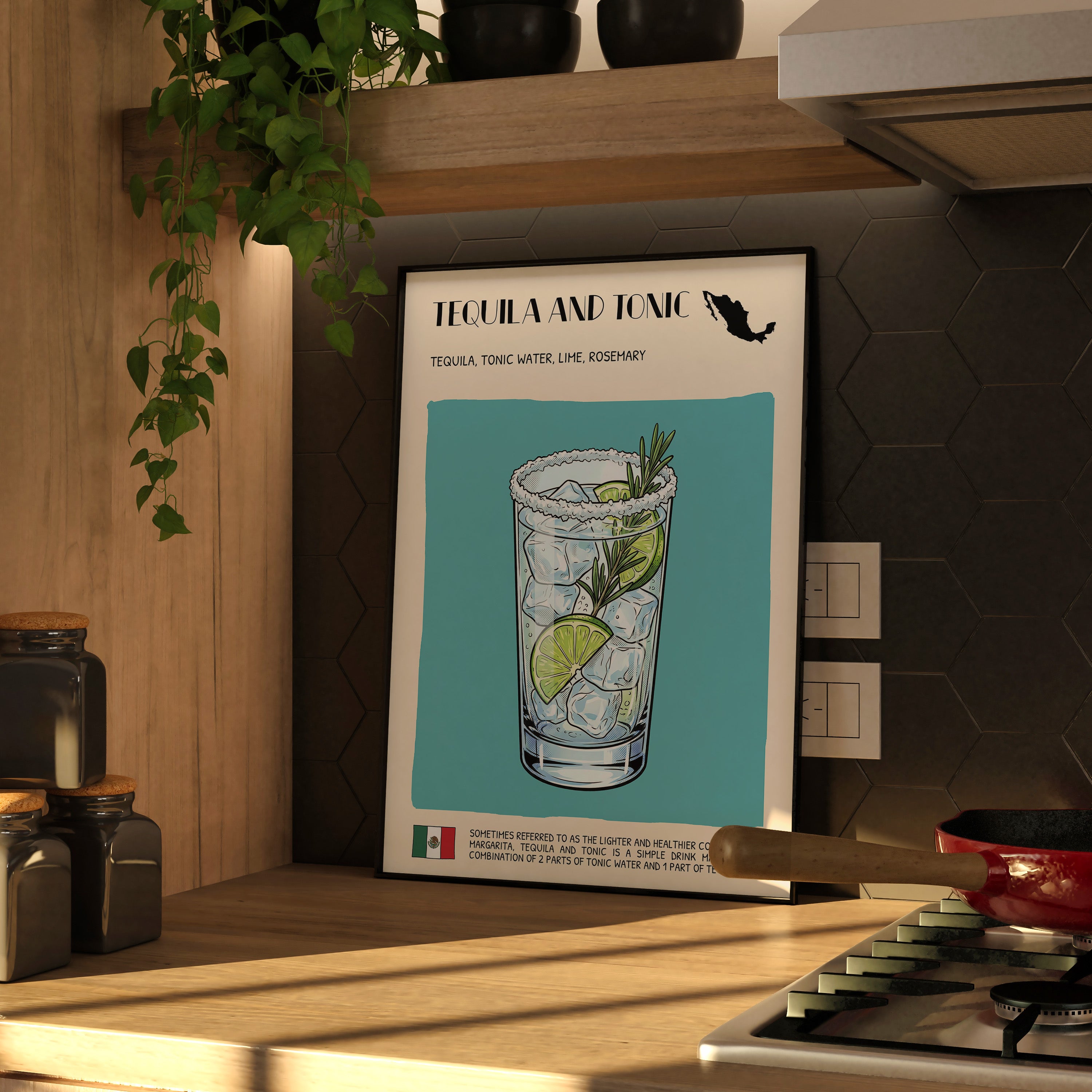 DIGITAL POSTER - COCKTAIL ART - TEQUILA AND TONIC